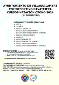 CURSOS DE NATACIÓN OTOÑO 2024