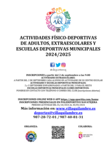 ACTIVIDADES FÍSICO-DEPORTIVAS DE ADULTOS, EXTRAESCOLARES Y ESCUELAS DEPORTIVAS MUNICIPALES 2024/2025